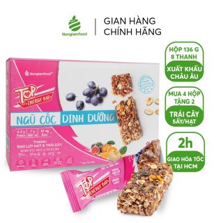 Thanh gạo lứt hạt và trái cây, 136gr