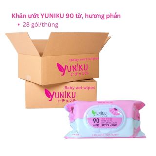 THÙNG KHĂN ƯỚT YUNIKU 90 TỜ - HỒNG