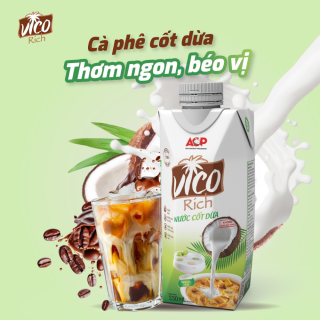 VicoRich - Nước Cốt Dừa, béo 16 - 19% 330ml (Thùng 24 Hộp)