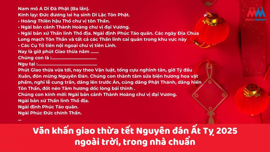 Văn khấn giao thừa tết Nguyên đán Ất Tỵ 2025 ngoài trời, trong nhà chuẩn